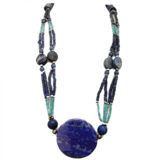 Rare Ancient Lapiz Lazuli & Mixed Stone Pendant Necklace 300 B.  C (7)