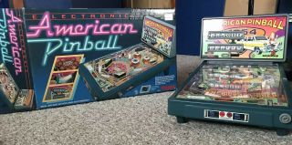 Vintage Tomy Electronic Arcade American Pinball Machine W/ Power Adapter And Box