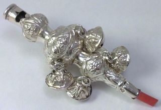 Victorian Hallmarked Silver Baby Rattle With Whistle – 1869 By George Unite