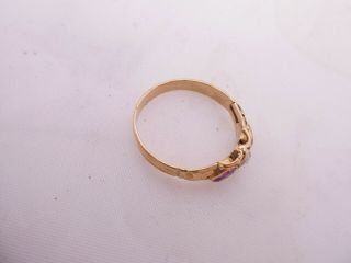 18ct gold rose cut diamond ruby ring,  Georgian 18th century 3 stone 18k 750 5