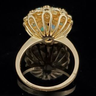 Estate Diamond Opal 14k Yellow Gold Ring Flower Floral Vintage Statement Gift 8