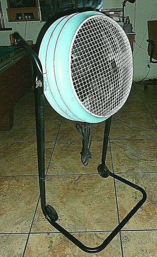 Vintage Westinghouse Retro Electric Aqua Blue Floor Fan - Portable Stand