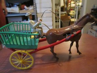 Vintage Wolverine Toy Co.  Southern Gentlemen Wind Up Cart And Horse