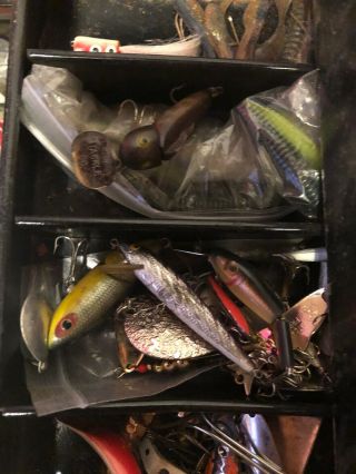 Loaded 2 MAX Vintage Fishing Lure Tackle Box Full with Lures & More 5 Full Trays 6