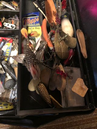 Loaded 2 MAX Vintage Fishing Lure Tackle Box Full with Lures & More 5 Full Trays 8