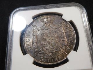 Y64 Italy Kingdom of Napoleon 1807 - M 5 Lire NGC MS - 61 Key Date RARE in MS 2