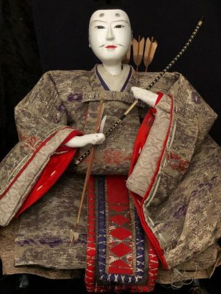 ANTIQUE JAPANESE LARGE SAMURAI WARRIOR HINA DOLL NINGYO PAIR IMPERIAL GUARDS 5