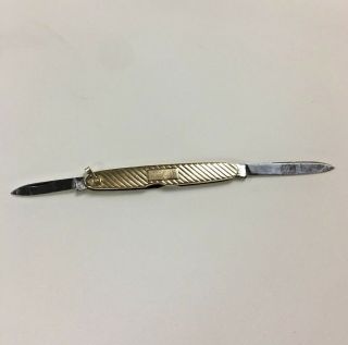 14k Yellow Gold And Stainless Steel Pocket Knife Vintage