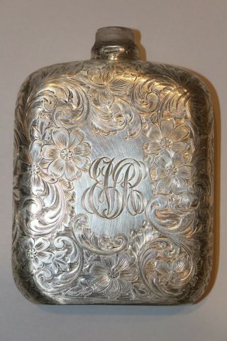 Antique Sterling Silver Liquor Flask Early 1900 