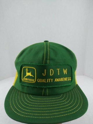Rare Print John Deere Vintage Trucker Hat Louisville Mfg Vtg Patch Mesh Usa Cap