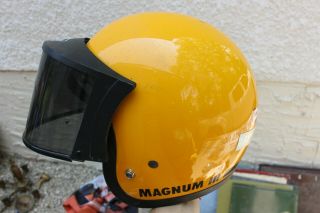 Vintage Bell Magnum Mag Iii 3 Motorcycle Car Racing Yellow Helmet