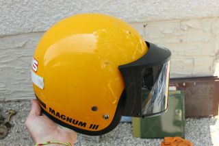 Vintage BELL MAGNUM MAG III 3 MOTORCYCLE CAR RACING Yellow Helmet 5