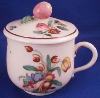 Antique 18thc Doccia Porcelain Pot De Creme / Au Jus Cup & Lid Porzellan Tasse