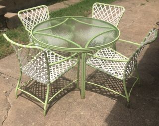 Vintage Lime Green And White Brown Jordan Patio Table And Chairs