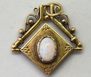 Antique Victorian 14k Solid Yellow Gold And Natural Opal Pendant