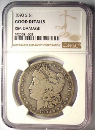 1893 - S Morgan Silver Dollar $1 - Certified NGC Good Details - Rare Key Coin 2