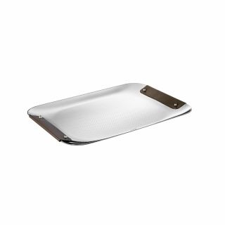 Christofle Stainless Tray With Calf Bronze Leather Handles 59 00 090