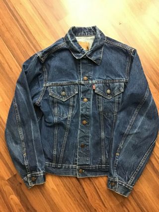 Vintage Levis Dark Wash Big E Type Iii 3 Denim Trucker Jacket Size 42 Euc