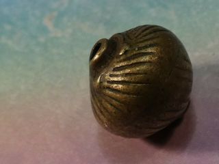 Antique Brass Sculpted Western Asia Detailed Collar Bead Patina 10.  6 By 10.  6 Mm