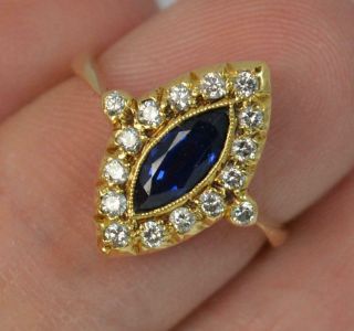 Cropp And Farr 18ct Gold Marquise Sapphire And Diamond Cluster Ring D0360