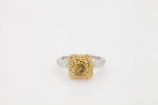 $9000 Designer 3ct Natural Fancy Yellow Diamond Sapphire 18k Gold Halo Ring Rare