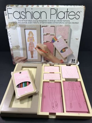 Vintage Tomy Fashion Plates For Young Designers W/box 1978 Missing 1 Head Plate
