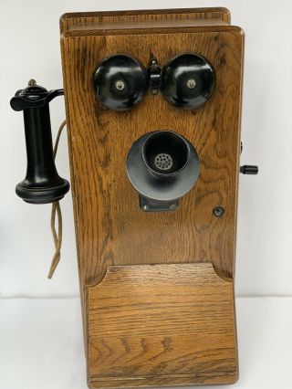 Antique Vintage 1900 ' s Stromberg Carlson Tel.  Mfg.  Co.  Oak Wall Telephone 2