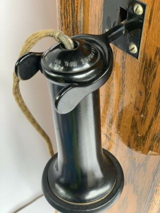 Antique Vintage 1900 ' s Stromberg Carlson Tel.  Mfg.  Co.  Oak Wall Telephone 4