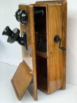 Antique Vintage 1900 ' s Stromberg Carlson Tel.  Mfg.  Co.  Oak Wall Telephone 5