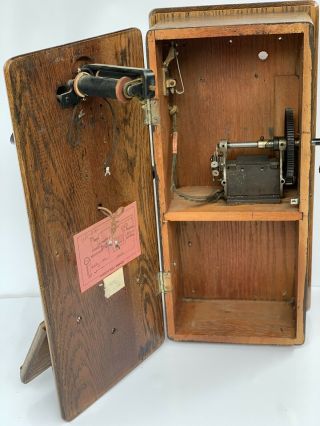Antique Vintage 1900 ' s Stromberg Carlson Tel.  Mfg.  Co.  Oak Wall Telephone 6