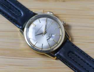 Vintage GIRARD PERREGAUX Alarm Gold Plated Men ' s Watch Crystal and Band 2
