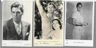 3 Postcard Johnny Weissmuller (1 With Maureen O 