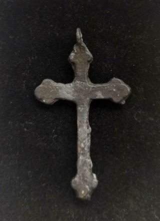 Authentic Medieval period,  bronze cross with crucifixion of Jesus Christ 3