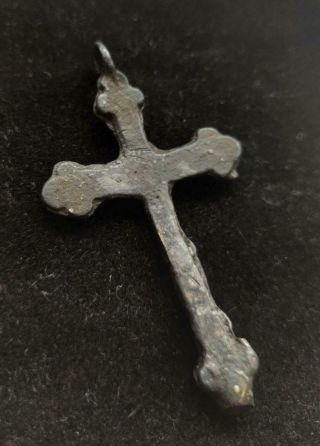 Authentic Medieval period,  bronze cross with crucifixion of Jesus Christ 4
