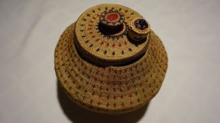 Very Rare Large Fine Weave Pacific NW Makah Nootka Knob Basket Ca.  1870 1890 ' s 12
