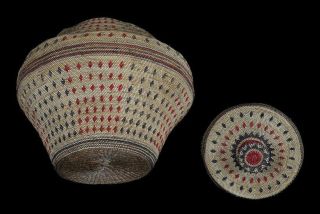 Very Rare Large Fine Weave Pacific NW Makah Nootka Knob Basket Ca.  1870 1890 ' s 2