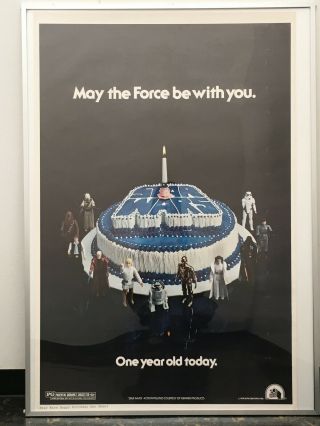 Star Wars / Vtg Poster 1978 / " May The Force Be With You  One Year Old Today "
