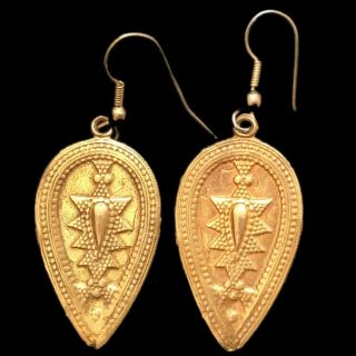 Very Rare Gandhara Ancient Gold Earrings 200 - 400 Ad (large Size) (1)