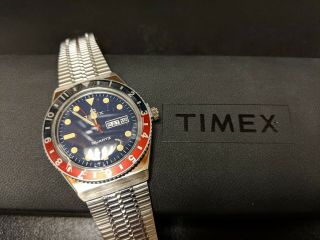 Timex Q Vintage Re - Issue (pepsi Bezel)