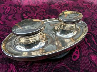 Sterling Silver Double Inkwell Birmingham 1947/9