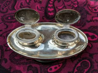 STERLING SILVER DOUBLE INKWELL Birmingham 1947/9 8