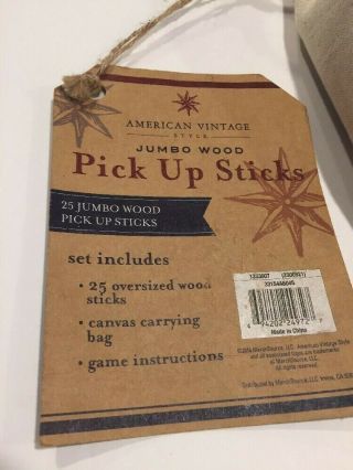 American Vintage Jumbo Wood Pick Up Sticks Family Game Carrying Bag Gift 3