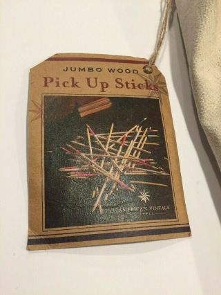 American Vintage Jumbo Wood Pick Up Sticks Family Game Carrying Bag Gift 5