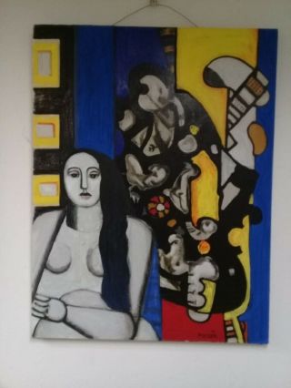 Fernand Léger - Oil On Canvas Painting / Vtg Painting Attributed