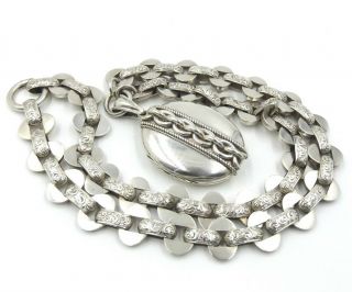 Victorian Sterling Silver Locket And Bookchain