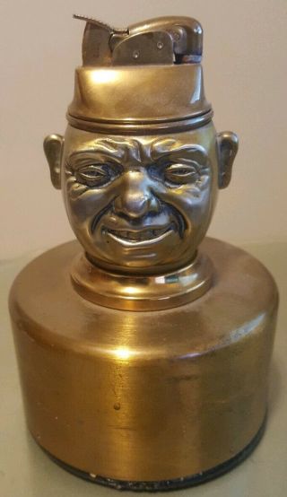 Antique Double Sided Laughing Face Head Lighter Bronze Brass