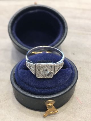 Art Deco Style Diamond Ring 9ct.  White Stones.