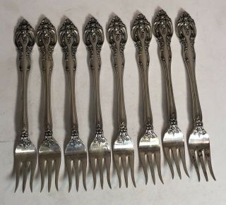Set Of 8 Gorham Sterling Silver La Scala Seafood Cocktail Forks 5 3/4” Long