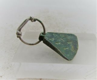 SCARCE CIRCA 1000AD VIKING ERA NORDIC BRONZE ODIN ' S AXE AMULET SILVER LOOP 2