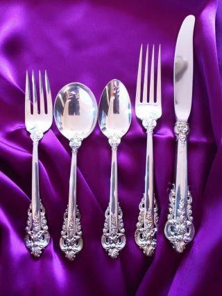 5 Pc Wallace Sterling Silver Grande Baroque Place Setting